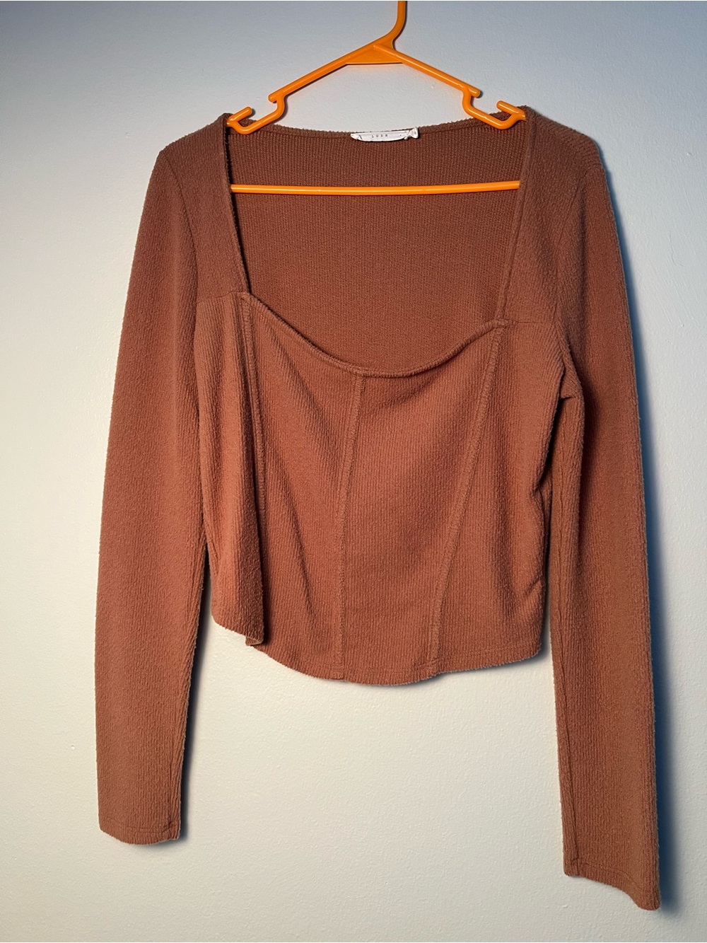 Women’s Long Sleeve Square Neck Top in Brown